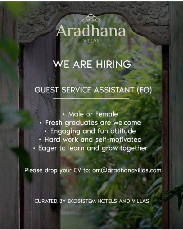 Aradhana Villas Canggu - Guest service assistant (fo) - Job Vacancies